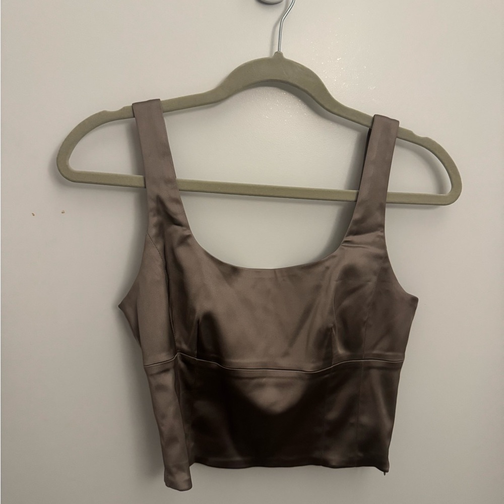 Sleek Mauve Satin Crop Top